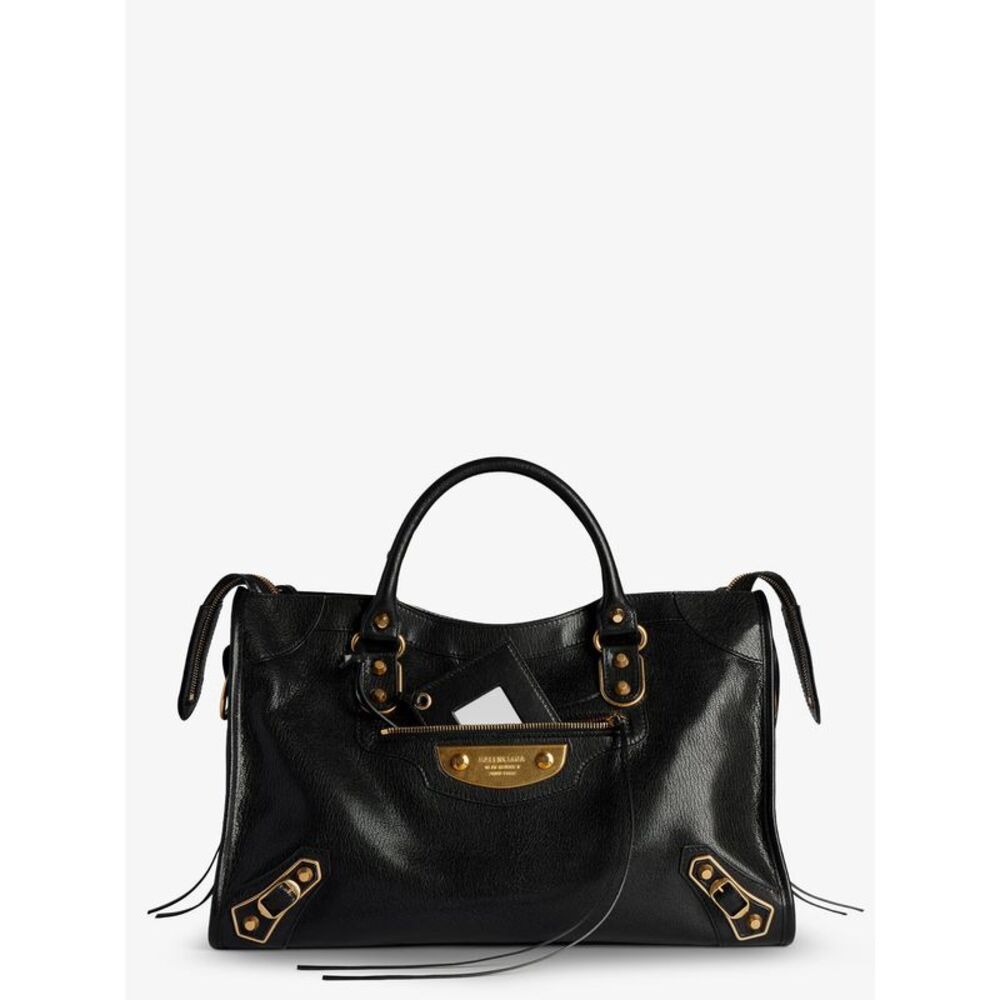 Balenciaga Women Le City Uptown Leather Handbag With Stud Detail
